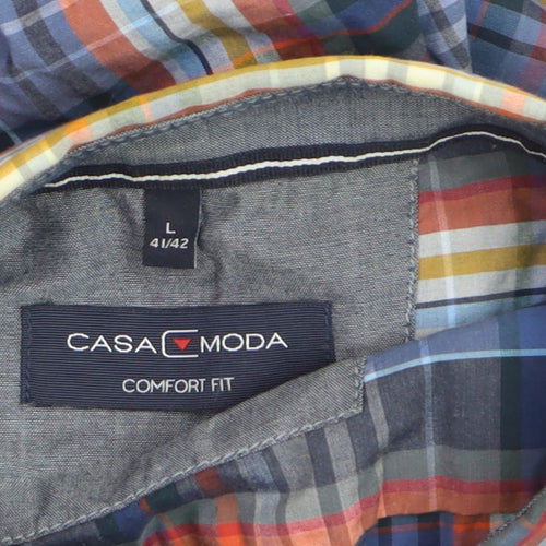Casa Moda Men's Multicoloured Check Cotton Long Sleeve Shirt L