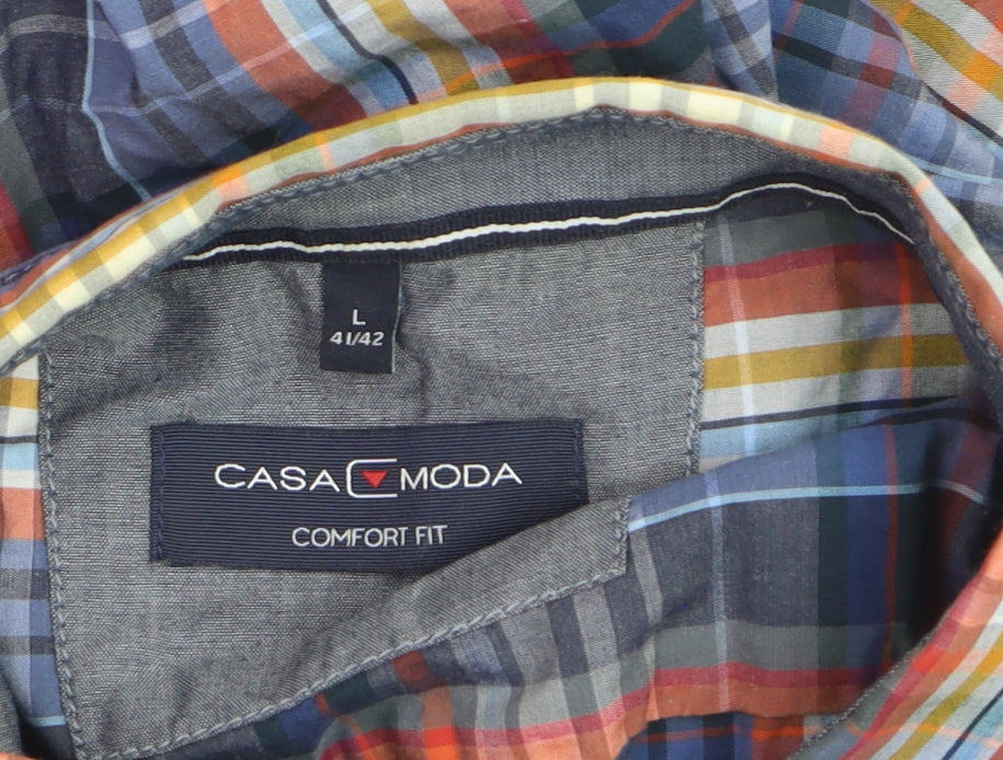 Casa Moda Men's Multicoloured Check Cotton Long Sleeve Shirt L