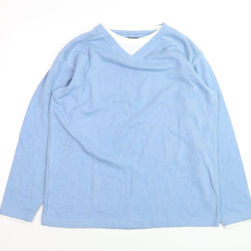 Dunnes Stores Mens Blue V-Neck Cotton Blend Jumper Small