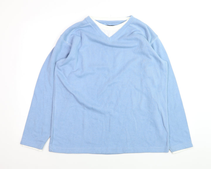 Dunnes Stores Mens Blue V-Neck Cotton Blend Jumper Small
