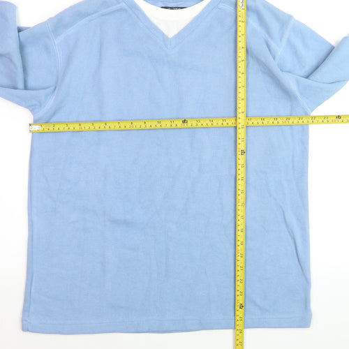 Dunnes Stores Mens Blue V-Neck Cotton Blend Jumper Small
