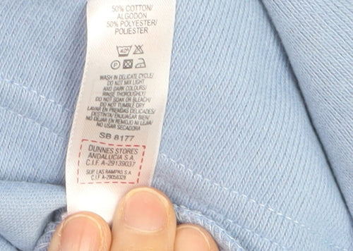 Dunnes Stores Mens Blue V-Neck Cotton Blend Jumper Small