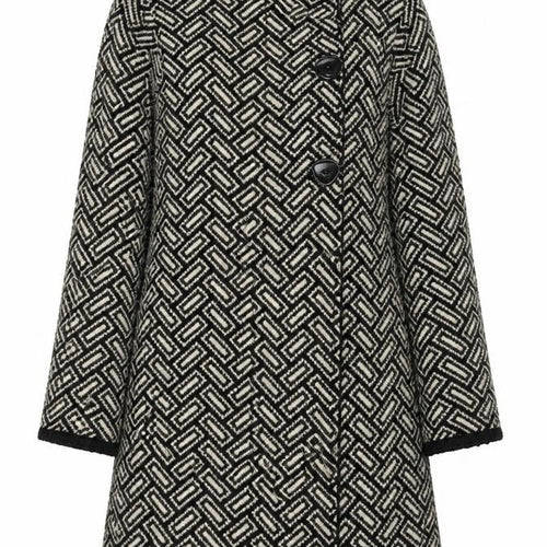 Wallis Women Black Wool Blend Mid-Length Overcoat M