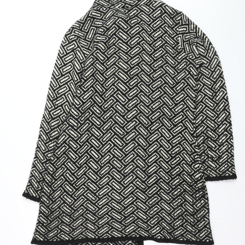 Wallis Women Black Wool Blend Mid-Length Overcoat M