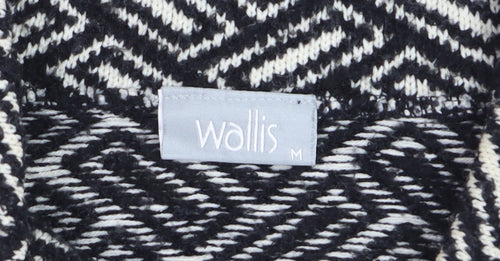 Wallis Women Black Wool Blend Mid-Length Overcoat M