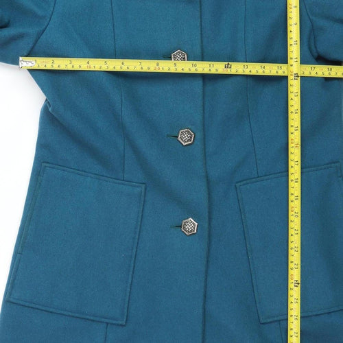 Sasha Womens Blue Wool Blend Mid-Length Overcoat Size 14