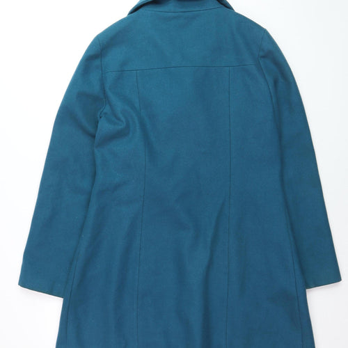 Sasha Womens Blue Wool Blend Mid-Length Overcoat Size 14