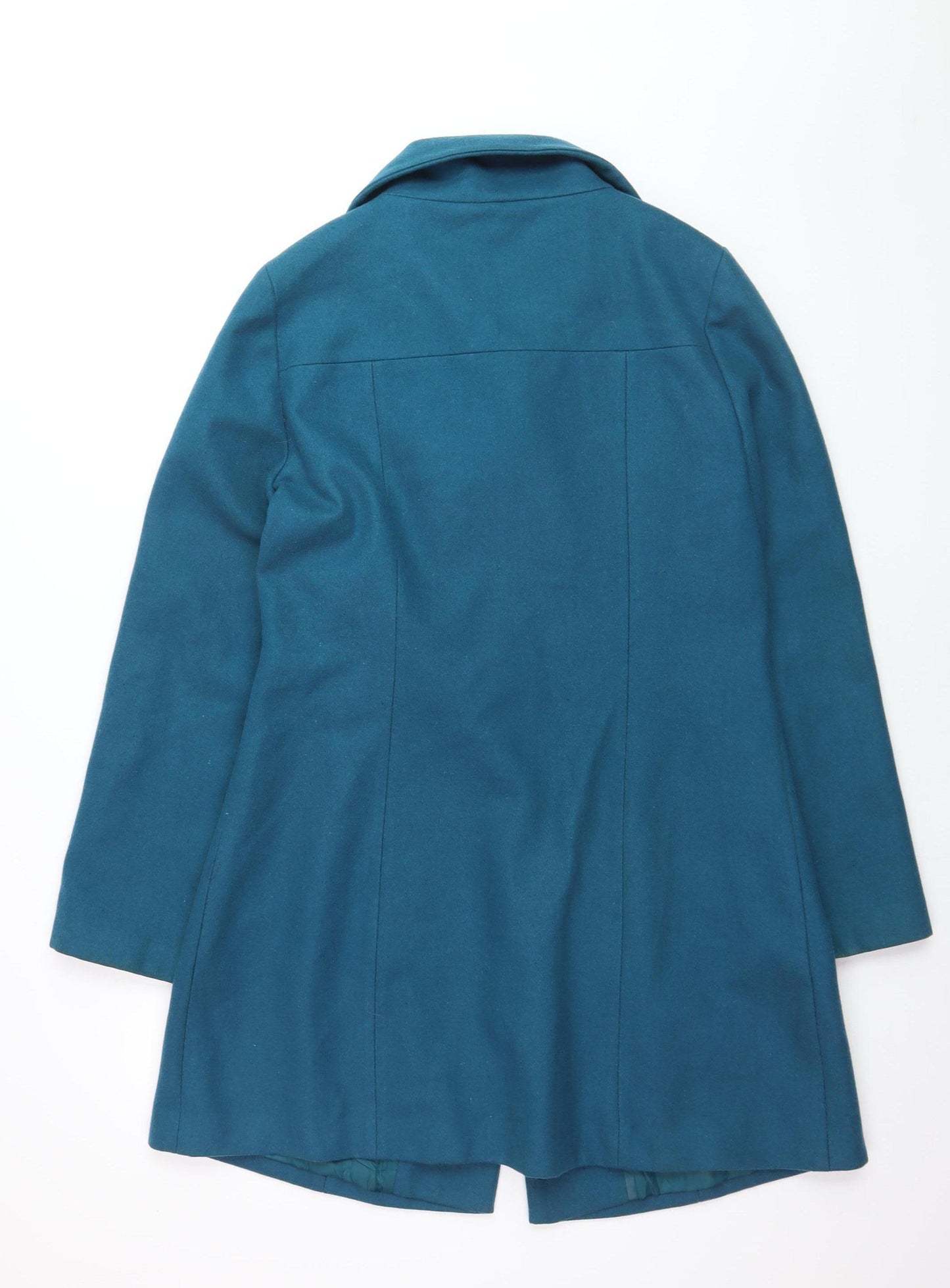 Sasha Womens Blue Wool Blend Mid-Length Overcoat Size 14