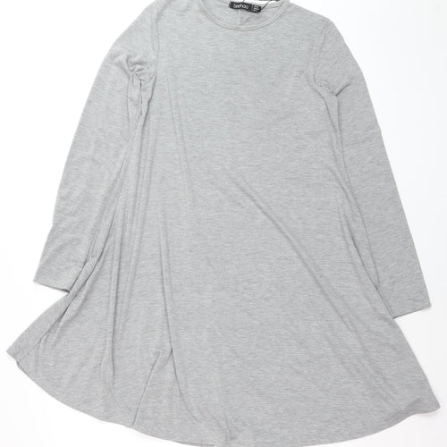Boohoo Women’s Grey Long Sleeve Jersey T-Shirt Size 10