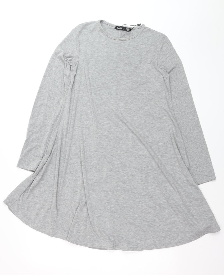 Boohoo Women’s Grey Long Sleeve Jersey T-Shirt Size 10