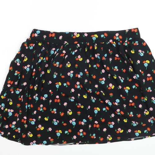 Dunnes Women Black Floral A-Line Short Skirt Size L