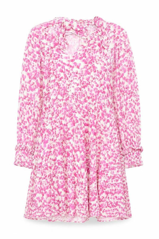 Front view of Gallery Women's Pink Floral A-Line Short Dress, size 12
