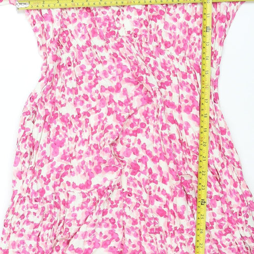 Gallery Women's Pink Floral A-Line Short Dress Size 12