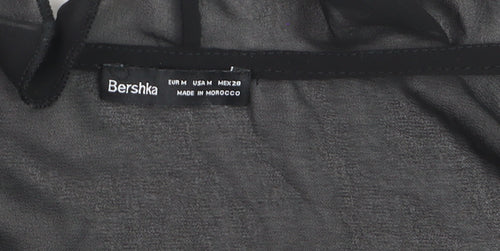 Bershka Women’s Black Chiffon Cropped Tie Blouse Size 12