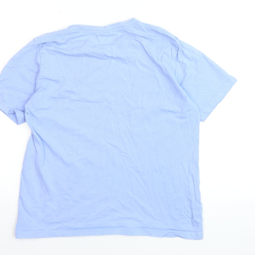 BORN Men's Blue 'Honey' Embroidered Cotton T-Shirt Medium