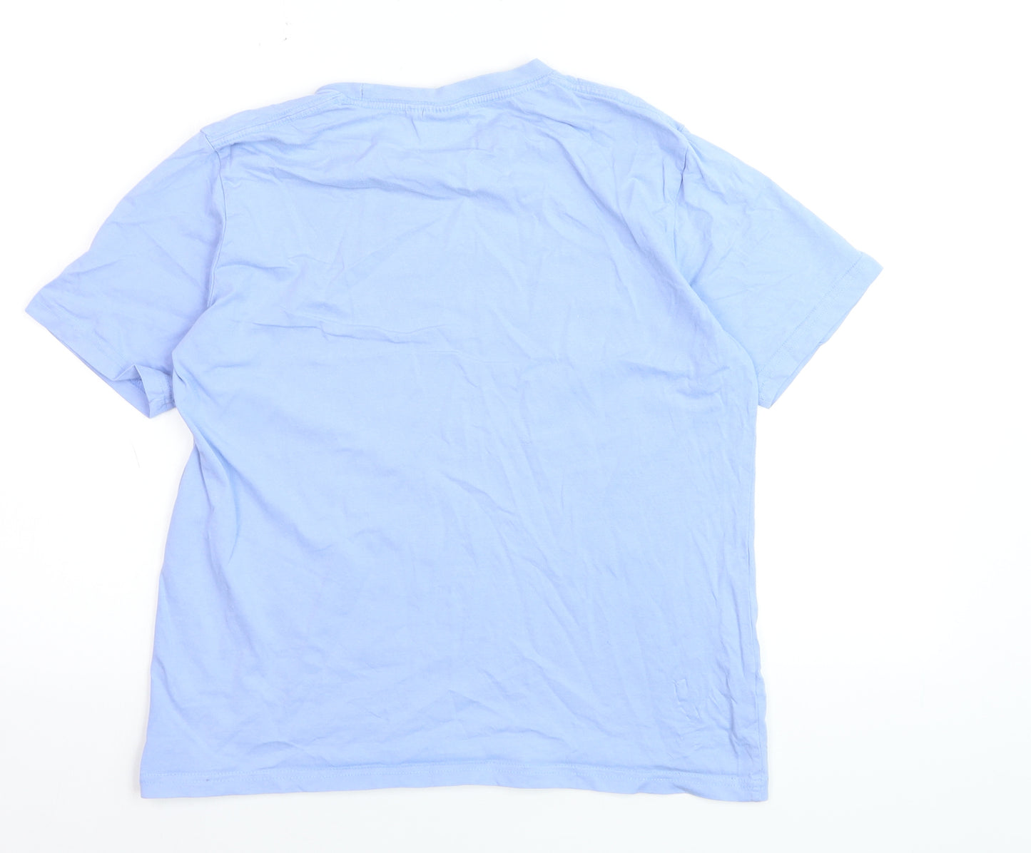 BORN Men's Blue 'Honey' Embroidered Cotton T-Shirt Medium