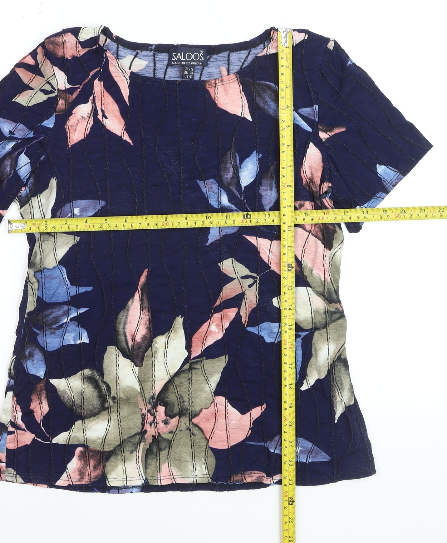 Saloos Women's Multicoloured Floral Short Sleeve Jersey Top UK 12