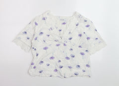 Gallery Women’s White Floral Lace Trim Blouse UK 10