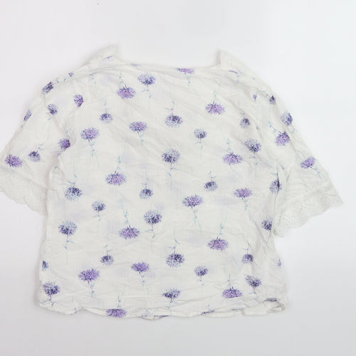 Gallery Women’s White Floral Lace Trim Blouse UK 10