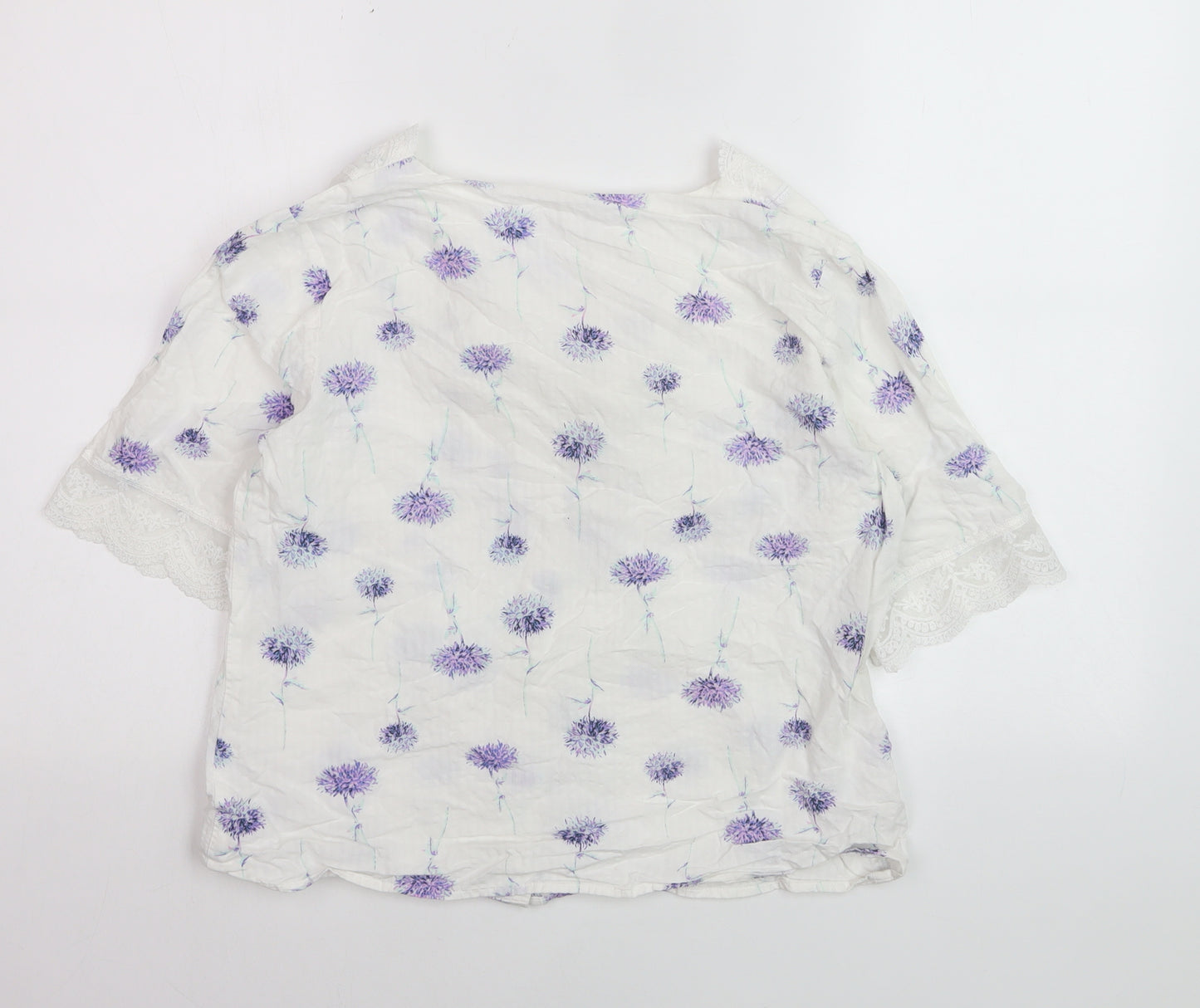 Gallery Women’s White Floral Lace Trim Blouse UK 10