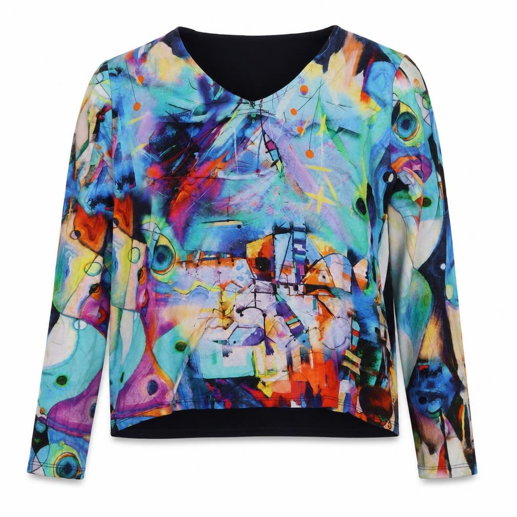 Tinta Womens Multicoloured Viscose Art Print Long Sleeve Blouse Size 12