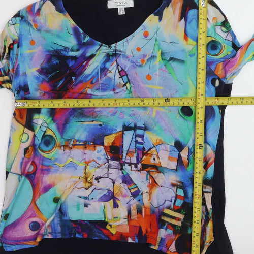 Tinta Womens Multicoloured Viscose Art Print Long Sleeve Blouse Size 12