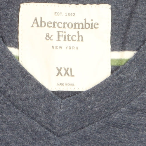 Abercrombie & Fitch Men's Navy Striped V-Neck T-Shirt XXL Classic Fit