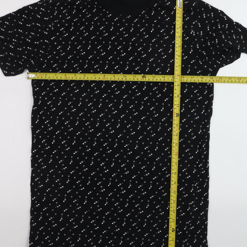 Skinzone Men's Black Geometric Print XL Cotton Crew Neck T-Shirt