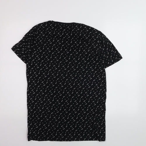 Skinzone Men's Black Geometric Print XL Cotton Crew Neck T-Shirt