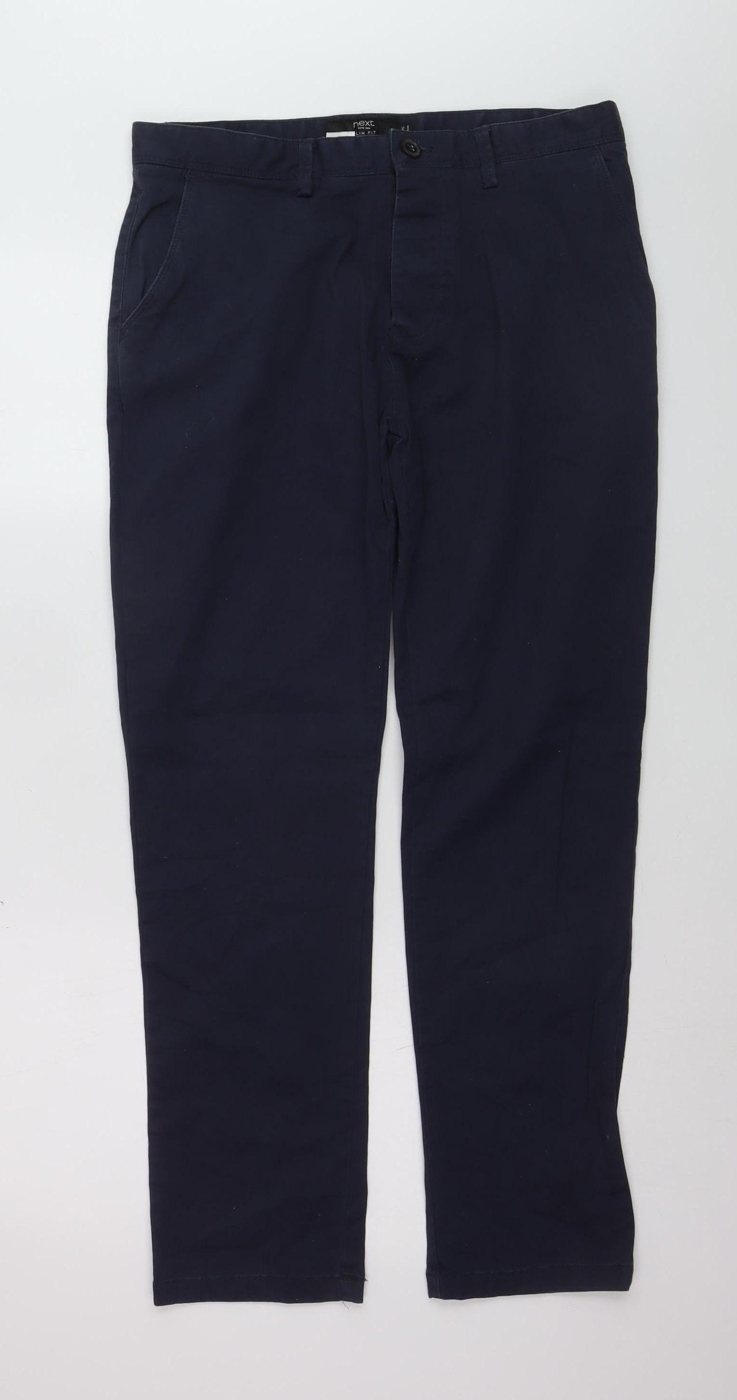 Next Women's Blue Slim Fit Chino Trousers 32S Cotton Blend