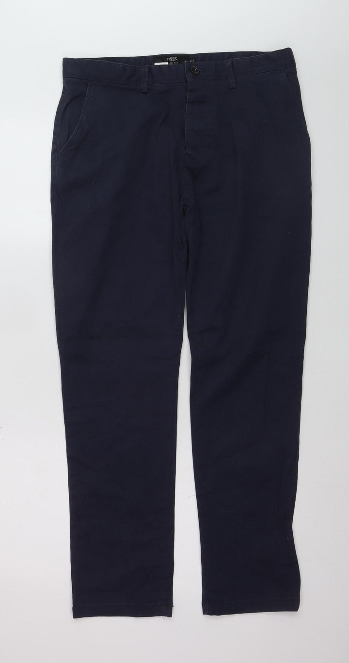 Next Women's Blue Slim Fit Chino Trousers 32S Cotton Blend