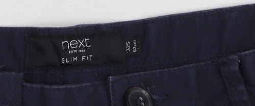 Next Women's Blue Slim Fit Chino Trousers 32S Cotton Blend