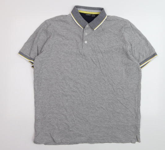 Livergy Men’s Grey Cotton Polo Shirt XL Short Sleeve Collared Casual
