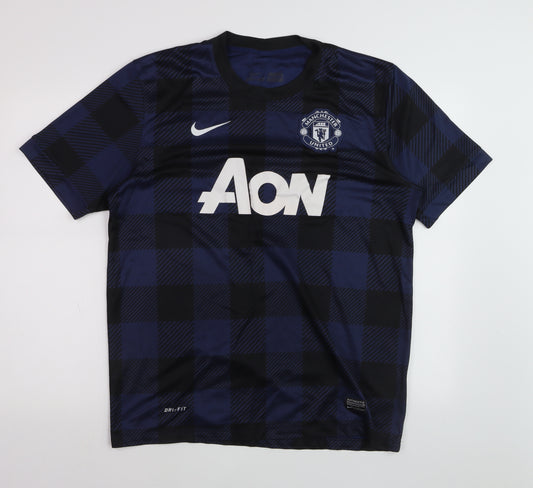 Nike Manchester United Navy Check Dri-Fit Men's Large Football T-Shirt