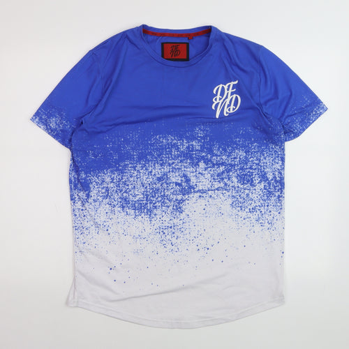 DFND Men's Blue & White Gradient Crew Neck Short Sleeve T-Shirt L