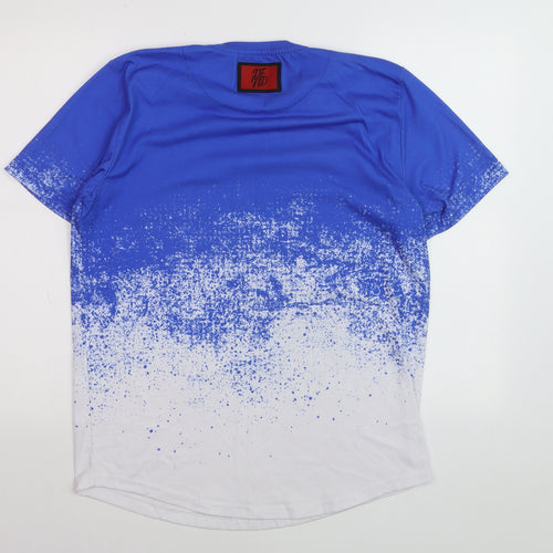 DFND Men's Blue & White Gradient Crew Neck Short Sleeve T-Shirt L