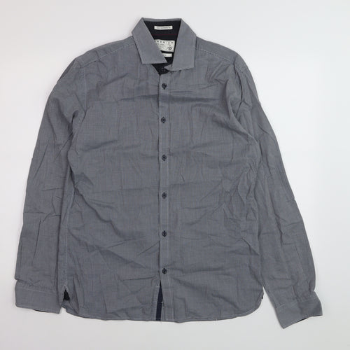 Jack & Jones Men’s Blue Check Premium Long Sleeve Button-Up Shirt L
