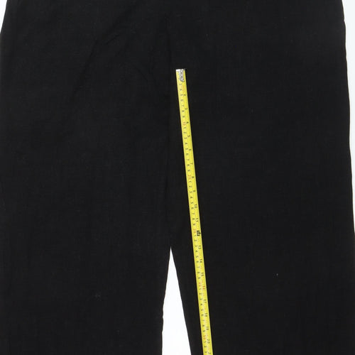 ASOS DESIGN Women's Black Linen Wide-Leg Tall Trousers UK 20