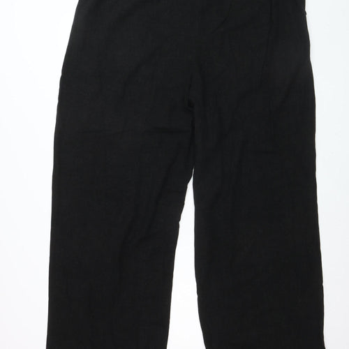 ASOS DESIGN Women's Black Linen Wide-Leg Tall Trousers UK 20