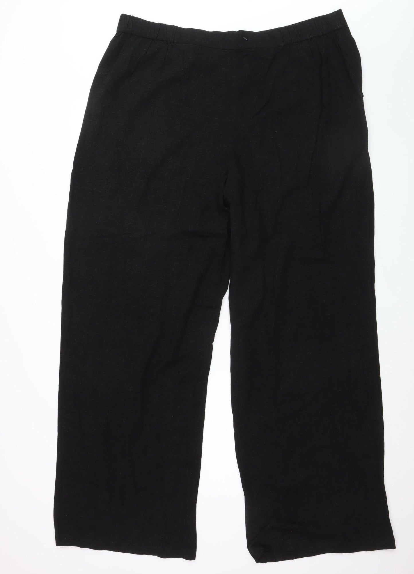 ASOS DESIGN Women's Black Linen Wide-Leg Tall Trousers UK 20