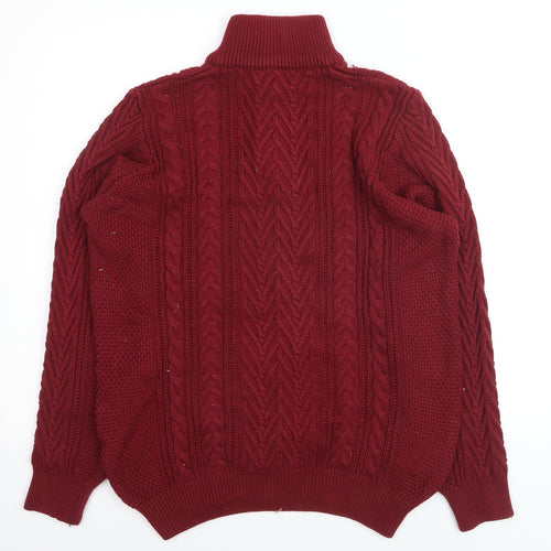 Tom Penn Mens Red 1/2 Zip Cable Knit Jumper M
