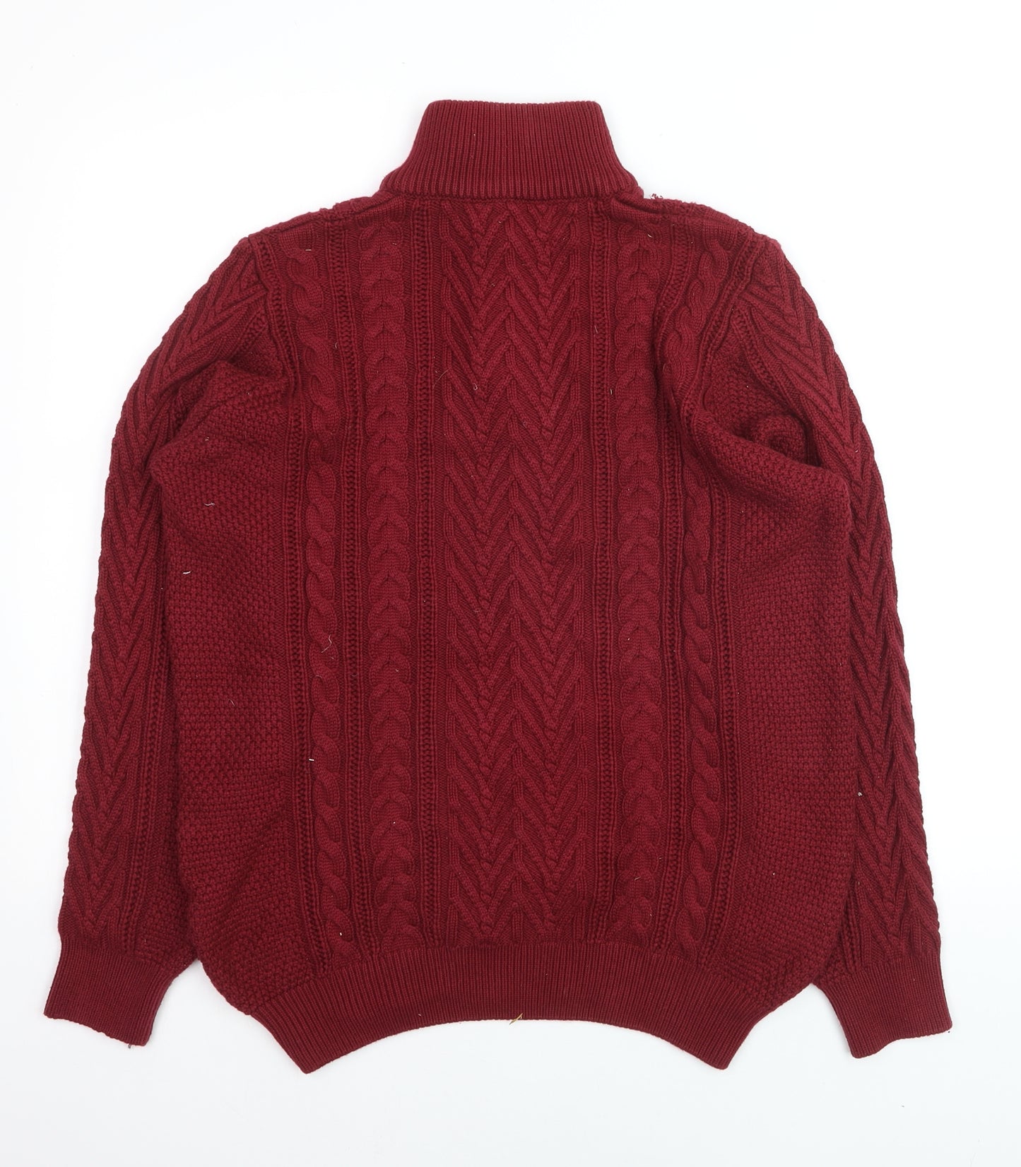 Tom Penn Mens Red 1/2 Zip Cable Knit Jumper M