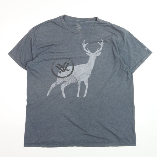 Vortex Men's Grey XL Graphic Deer Lightweight Cotton Blend T-Shirt