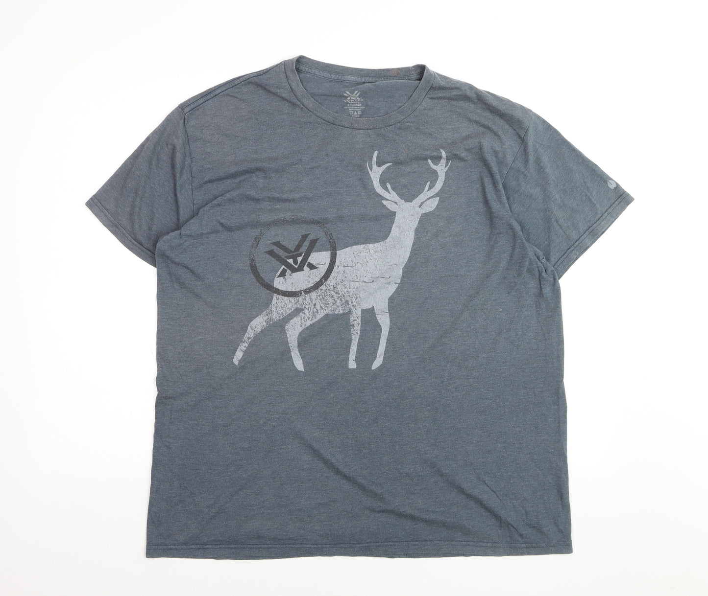 Vortex Men's Grey XL Graphic Deer Lightweight Cotton Blend T-Shirt