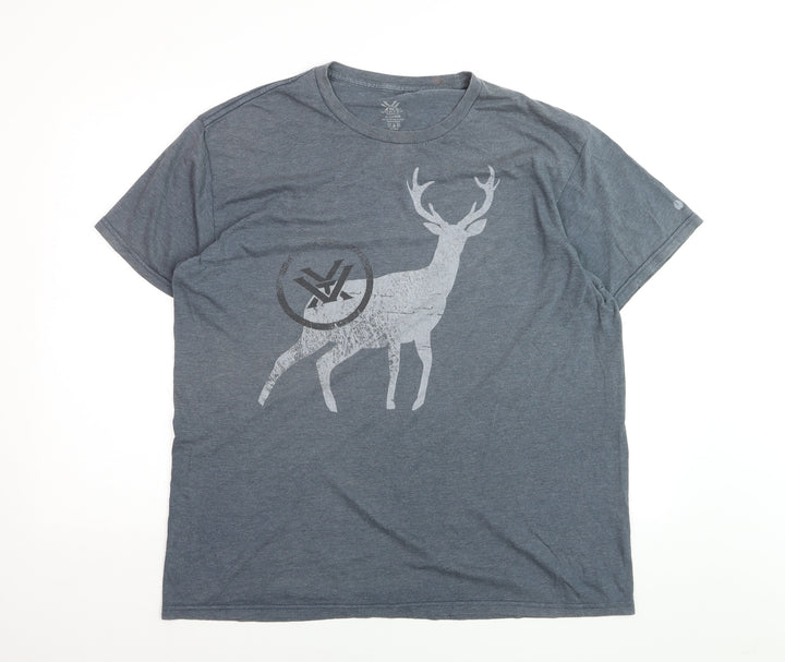 Vortex Men's Grey XL Graphic Deer Lightweight Cotton Blend T-Shirt