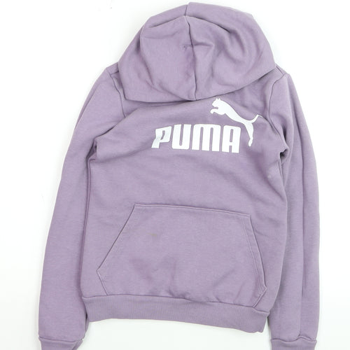 Puma Girls Purple Pullover Hoodie 11-12 Years Logo Fleece Sweatshirt