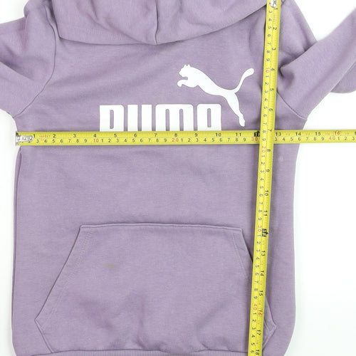 Puma Girls Purple Pullover Hoodie 11-12 Years Logo Fleece Sweatshirt