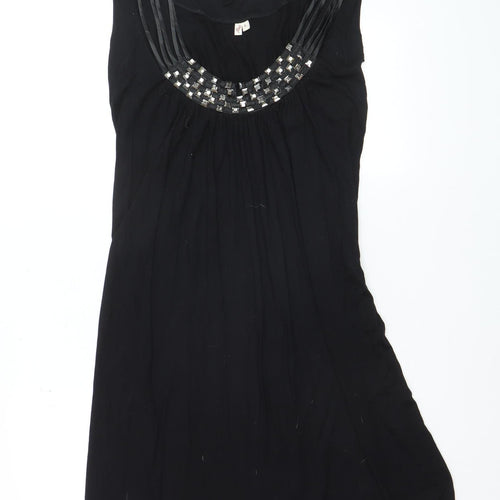 Joie Women’s Black Beaded Scoop Neck Sleeveless Shift Dress L