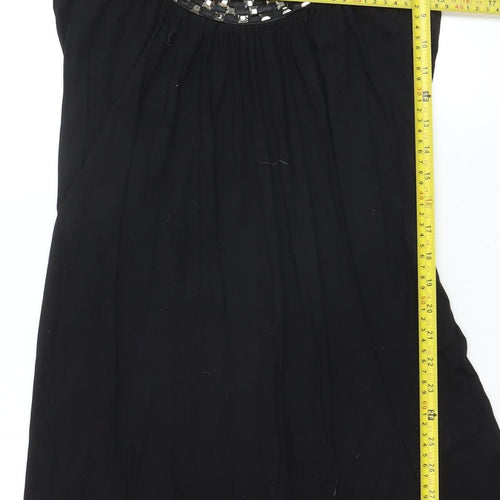 Joie Women’s Black Beaded Scoop Neck Sleeveless Shift Dress L