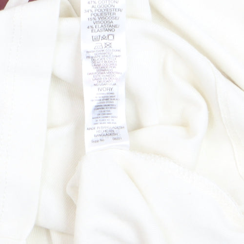 Dunnes Women Ivory Long Sleeve Ringer T-Shirt Size S